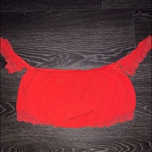 Cute LA Hearts Bright Red Crop Top